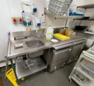 1 x Stainless Steel Commercial Sink Wash Basin Unit With Anit-Spill Surface, Mixer Taps, Upstands,