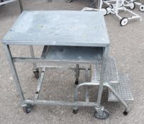 1 x Mobile Packers / Shelf Stacker Trolley With Pull Out Steps - Dimensions: H77 x W64 x D46 cms -