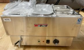 1 x Wibur Gastronorm Wet Well Bain Marie - 240v Power - Features Four Gastro Pans With Lids