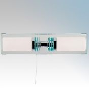1 x Searchlight Bathroom Wall Light With Opal Glass Shades and Mirrored Backplate - Product Code: