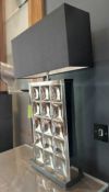 2 x Chrome Shaped Mirrored Table Lamps with Rectangular Shades - NO VAT ON THE HAMMER