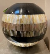 1 x Decorative Sphere With Mother Of Pearl-style Inlay - Dimensions: Height 34cm / Diameter 40cm -