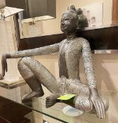 1 x Large Ornate Dressed Budha Statue In A Sitting Pose - Dimensions: H57 x W60cm x D30cm