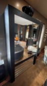 1 x Opulent Crocodile Patterned Leather Storage Cabinet In Black With Mirrored Frontage