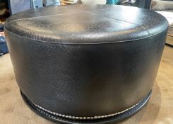 1 x Round Black Large Dressing Seat Upholstered Ostrich Leather - Diameter 112cm /Height 55cm