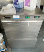 1 x D Wash Commercial Undercounter Dishwasher - Model DW009C - 240v Power With Stainless Steel
