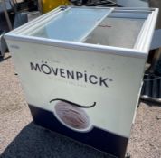 1 x Ice Cream Refrigerator With Sliding Top Doors and Movenpick Branding - CL667 - Location: