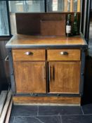 1 x Bespoke Waiter / Waitress Service Station With an Oak Finish and Industrial Style Metalwork -