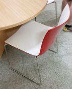 5 x Contemporary Stackable Office Chairs In Red & White - From An Executive Office Environment -
