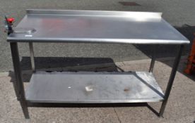 1 x Stainless Steel Commercial Prep Bench With Undershelf, Upstand and Bench Mounter Can Opener -