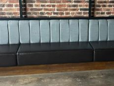 1 x Long Seating Bench With Brown Leather Seats and Grey Backrests - Comes in Four Sections For Easy