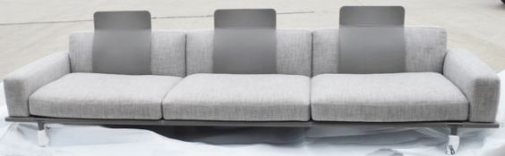 1 x POLTRONA FRAU Large 3.5 Metre Italian 3-Seat Sofa With Saddle Leather Back Rests - RRP £10,680
