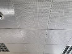 Approximately 80 x Metal Ceiling Tiles - Some With Lights - Each Tile Measures Around 59x59cm<