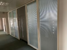 6 x Partition Panels - Includes 4 x Glazed With Privacy Blinds And 2 x Slim Solid White Panels -
