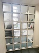 1 x 36-Panel Glass Office Partition Divider - Dimensions: W175 x H268cm - Ref: ED199 - To Be Removed