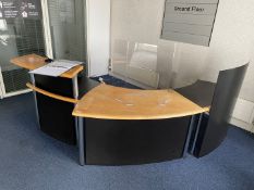 1 x Curved Wood Topped Reception Desk - Strainless Steel & Smoked Glass Construction - Ref: ED15