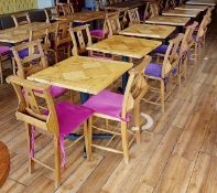 37 x Solid Wood Restaurant Dining Chairs With Seat Pads and Menu Holder Backs - Ref: BK152 - CL686 -