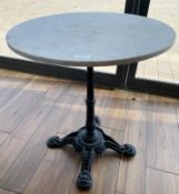 1 x White Marble Restaurant Table With Ornate Cast Iron Base - Ref: BK156 - CL686 - Location: