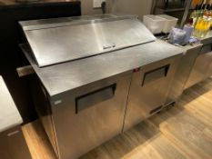 1 x Stainless Steel Two Door Refrigerated Prep Counter With Pizza / Salad Topper - Dimensions: H x W