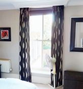 1 x Pair of Brown And Cream Bedroom Curtains To Be Removed From An Exclusive Property In Bowdon  - C
