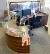 1 x Curved Wooden Office Desk - Recently Removed From An Office Environment  - CL011 - Location: