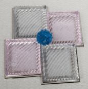 1 x BALDI 'Home Jewels' Italian Hand-crafted Artisan Glass 4-Dish Serving Trays In Smoke And Pink