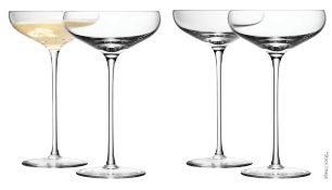 Set of 4 x LSA Iternational Designer Hand-blown Champagne Glasses - Handmade In Poland - Ref: