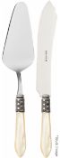 1 x BUGATTI 'Optical' 2-Piece Stainless Steel Cake Server and Knife Set - Made in Italy - Ref: