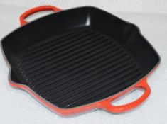 1 x LE CREUSET Cast Iron 30cm Signature Deep Square Grill Pan In Cerise Red - Original RRP £130.00
