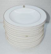12 x PILLIVUYT Porcelain Pasta / Soup Plates In White Featuring 'Famous Branding' In Gold - ø27cm