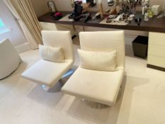 2 x Casamilano Italian Upholstered Swivel Chairs To Be Removed From An Exclusive Property In