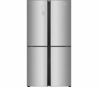1 x HiSense RQ689N4BD1 Stainless Steel American Style Fridge Freezer - Unused With Warranty