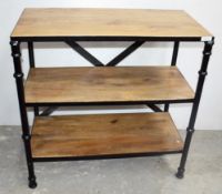 1 x 3-Tier Retail Display Unit With A Sturdy Metal X-Back Frame And Wooden Shelving - Ex-Display