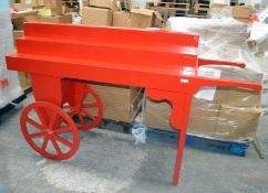 1 x NOOK Bespoke Wooden Display Retail Cart In Red - British Made - Dimensions: H120 x W190 x D68cm