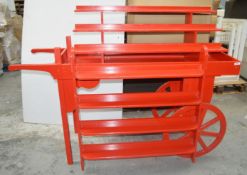 1 x NOOK Bespoke Wooden Display Retail Cart And Ladder In Red - Dimensions: H136 x W180 x D80cm