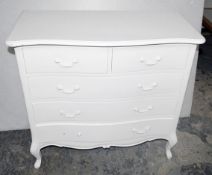 1 x Ornate 5-Drawer Unit In White - Ex-Display Showroom Piece - Dimensions: H90 x W94 x D45cm