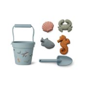 1 x Liewood Dante Beach set Silicone - Sea Creature Sea Blue Multi Mix - Brand New  - CL987 - Ref: