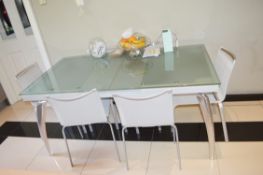 1 x Glass Kitchen Table With Four Fabric Chairs -  Removed From An Exclusive Property In Bowdon -
