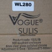 1 x Vogue Bathrooms Sulis Quadrant Shower Enclosure - Polished Chrome Finish - 6mm Clear Glass -