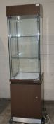 1 x Lockable Illuminated Display Case - Dimensions: H186 x W50 x D50cm - Supplied With Key - Ref: