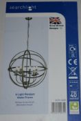 1 x Searchlight 6 Light Pendant Globe Frame - Antique Brass - Type 2476-6AB - Ref MK133 - Unused