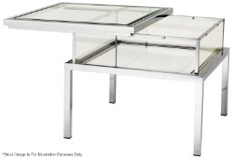 1 x EICHHOLTZ Designer Side Table Harvey With Sliding Glass Top - Original RRP £1,690