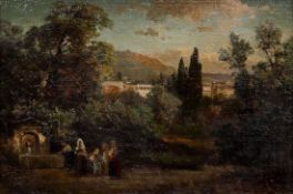 August Weber 1817 Frankfurt am Main - 1873 Düsseldorf - Menschen am Brunnen in italienischer