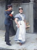 Felix Sauer Berliner Künstler um 1900 attr. - Preussischer Soldat und Dienstmädchen - Öl/L