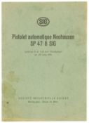 Reglement zur Pistole SIG 47/8 in französischer Sprache