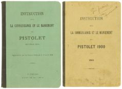 Zwei Reglemente zur Parabellum-Pistole 1900 in französischer Sprache