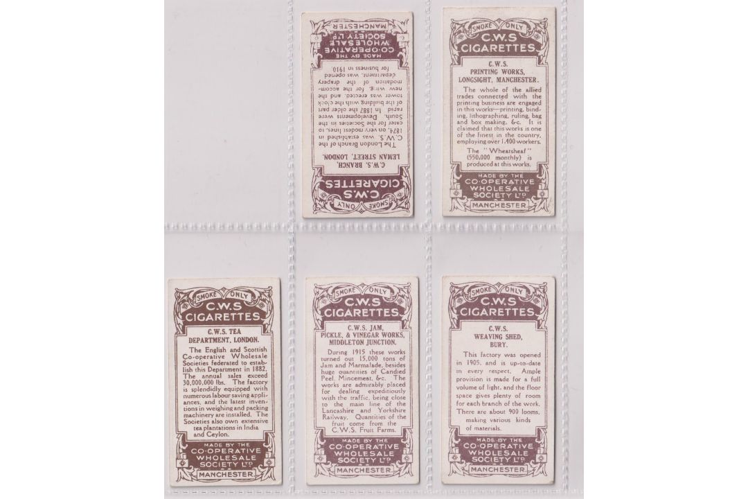 Cigarette cards, C.W.S. Co-operative Buildings & Works, 5 cards, Printing Works Longsight - Image 2 of 2