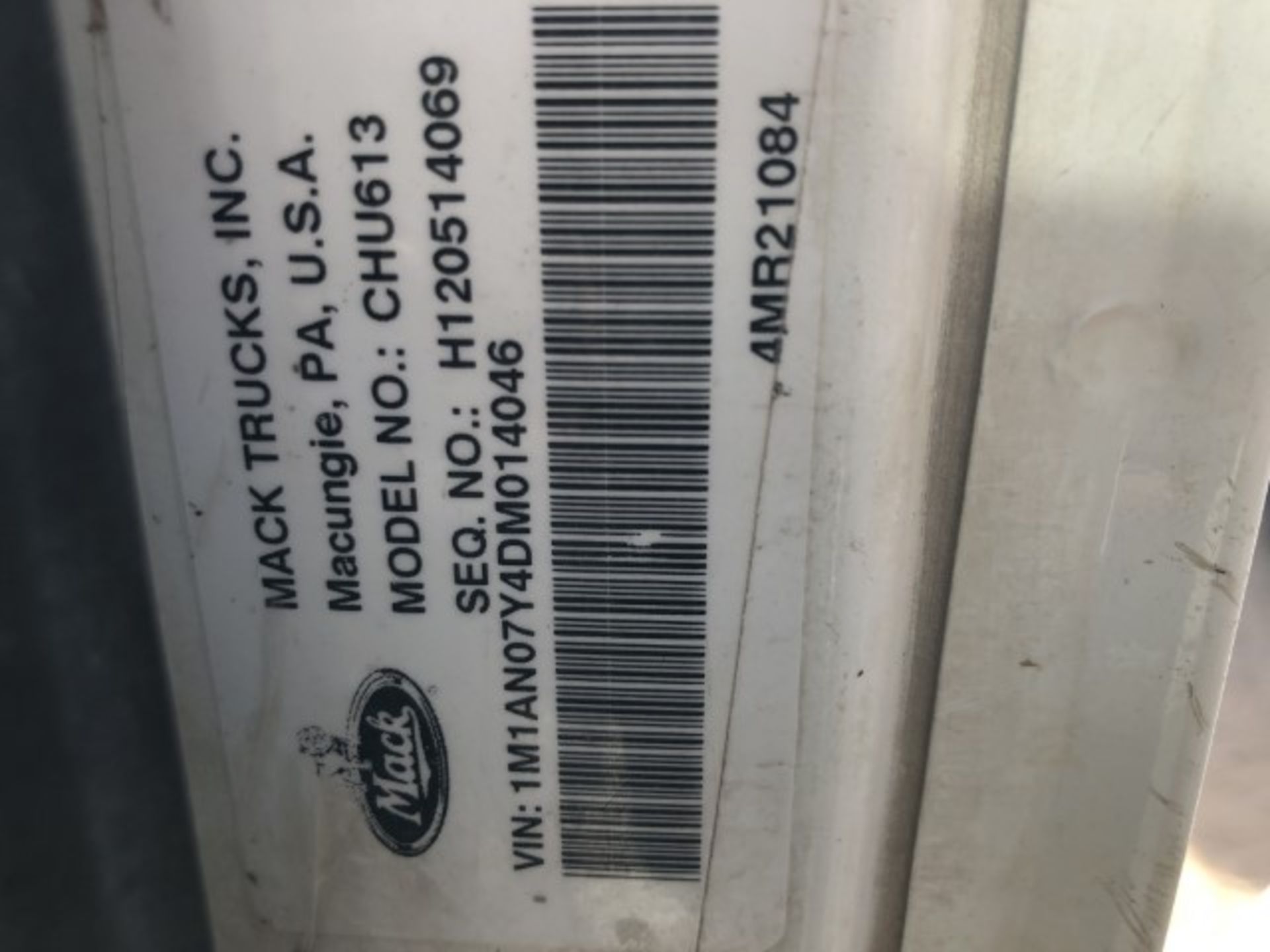 2013 Mack CHU613 VIN: 1M1AN07Y4DM014046 Odometer States: 359483 Color: Whit - Image 6 of 6
