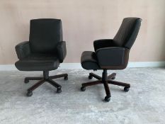 Black Leather Commercial Grade Swivel Office Chair x 2