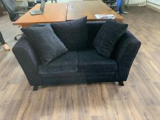 Black Fabric 2 Seater Sofa